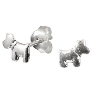 925 Sterling Silver Dog Ear Studs