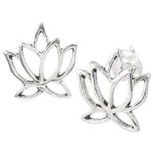 925 Sterling Silver Lotus Flower Ear Studs