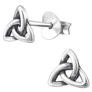 925 Sterling Silver Celtic Triangle Ear Studs