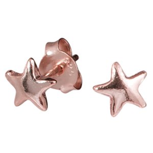 Rose Gold-Plated 925 Sterling Silver Star Ear Studs