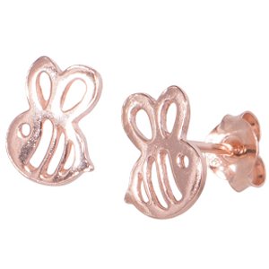 Rose Gold-Plated 925 Sterling Silver Bumble Bee Ear Studs