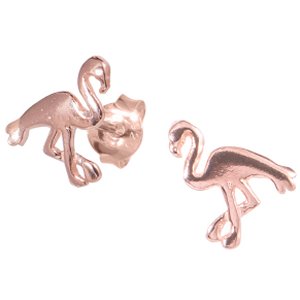 Rose Gold-Plated 925 Sterling Silver Flamingo Ear Studs