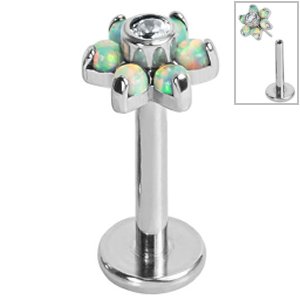1.0mm Gauge Threadless Titanium Opal Flower Labret
