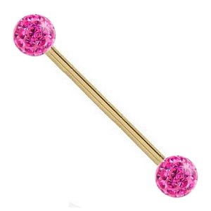 1.2mm Gauge PVD Gold on Steel Smooth Glitter Balls Barbell