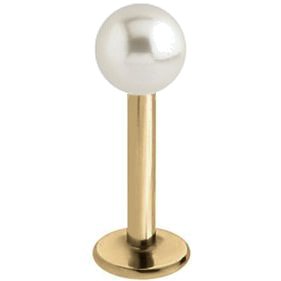 1.2mm Gauge PVD Gold on Steel Labret with Pearl Ball