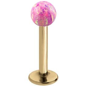 1.6mm Gauge PVD Gold on Steel Labret with Opal Ball