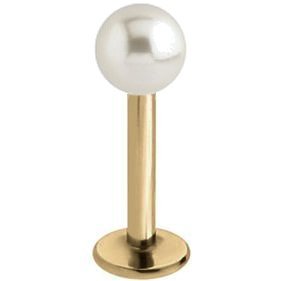 1.6mm Gauge PVD Gold on Titanium Labret with Pearl Ball