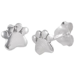925 Sterling Silver Pawprint Ear Studs