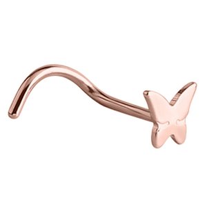 PVD Rose Gold on Steel Butterfly Nose Stud