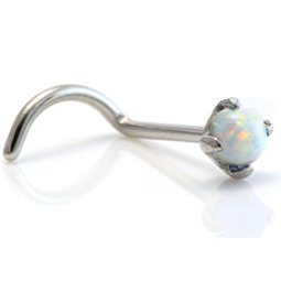 Steel Claw-Set Opal Nose Stud