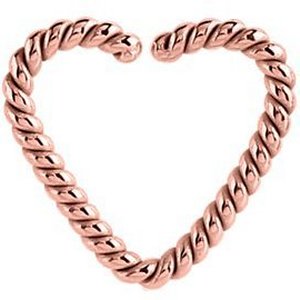 Heart-Shaped Twisted Rope PVD Rose Gold Continuous Ring