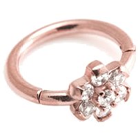 PVD Rose Gold Jewelled Flower Hinged Ring