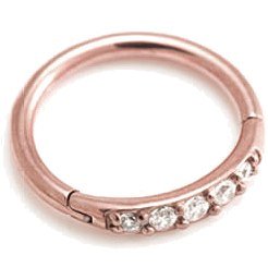 Jewelled PVD Rose Gold Hinged Ring