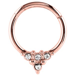 Jewelled PVD Rose Gold Hinged Ring