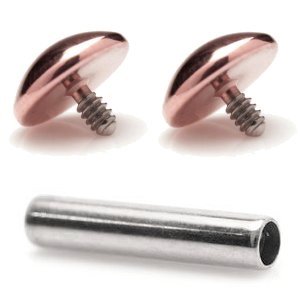 1.6mm Gauge Titanium Barbell with PVD Rose Gold Domes - Internally-Threaded