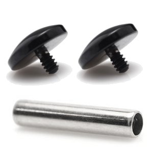 1.2mm Gauge Titanium Barbell with PVD Black Domes - Internally-Threaded