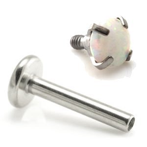 1.6mm Gauge Titanium Claw Set Opal Labret - Internally-Threaded