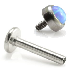 1.6mm Gauge Titanium Encased Opal Labret - Internally-Threaded