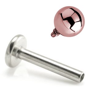 1.2mm Gauge Titanium Labret with PVD Rose Gold Ball - Internally-Threaded