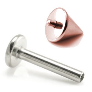 1.6mm Gauge Titanium Labret with PVD Rose Gold Cone - Internally-Threaded