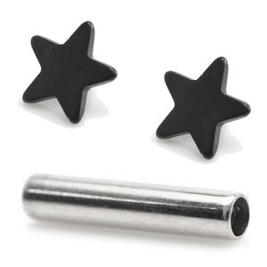1.6mm Gauge Titanium Barbell with PVD Black Stars - Internally-Threaded