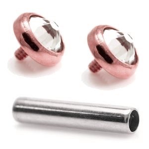 1.6mm Gauge Titanium Barbell with PVD Rose Gold Jewelled Discs - Internally-Threaded