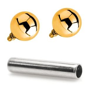1.6mm Gauge Titanium Barbell with Bright PVD Gold Balls - Internally-Threaded