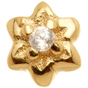 1.2mm Gauge 14ct Yellow Gold Jewelled Flower Attachment - Internally-Threaded