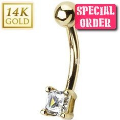 14ct Gold Small Square Belly Bar