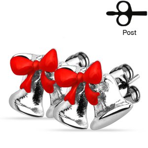 Steel Christmas Earrings - Jingle Bells & Bows