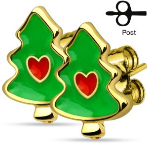 14ct Gold-Plated Christmas Earrings - Christmas Tree