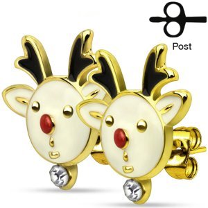 14ct Gold-Plated Christmas Earrings - Reindeer