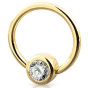 14ct Gold Jewelled Ball Closure Ring