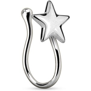 Rhodium-Plated Star Clip-on Nose Ring