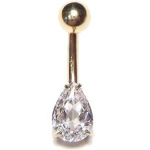 9ct Gold Large Teardrop Belly Bar