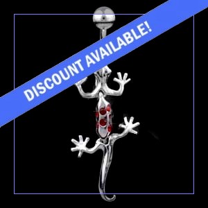 5Sterling Silver Moving Gecko Belly Bar