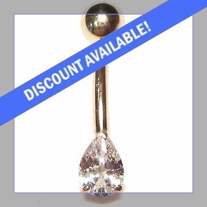 9ct Gold Small Teardrop Belly Bar