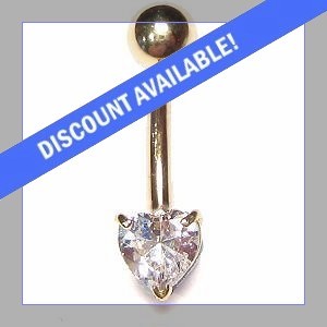 9ct Gold Small Heart Belly Bar