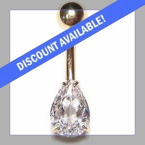 9ct Gold Large Teardrop Belly Bar
