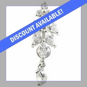 Sterling Silver Reverse Jewelled Cluster Tail Belly Bar