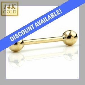 1.2mm Gauge 14ct Gold Barbell