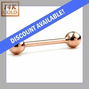 1.2mm Gauge 14ct Rose Gold Barbell