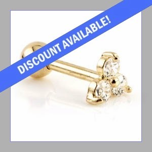 9ct Gold Triple Jewelled Ear Stud