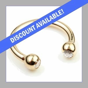 1.2mm Gauge 14ct Gold Jewelled Circular Barbell