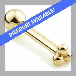 14ct Yellow Gold Triple Dots Ear Stud
