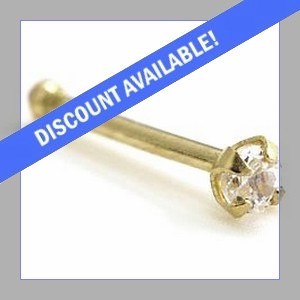 14ct Gold Claw Set Jewel Nose Bone