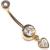 9ct Gold Heart Dropper Belly Bar - view 3