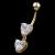 9ct Gold Twin Hearts Belly Bar - view 4