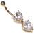 9ct Gold Twin Hearts Belly Bar - view 3