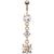 Rose Gold-Plated Dangly Jewelled Belly Bar - view 1